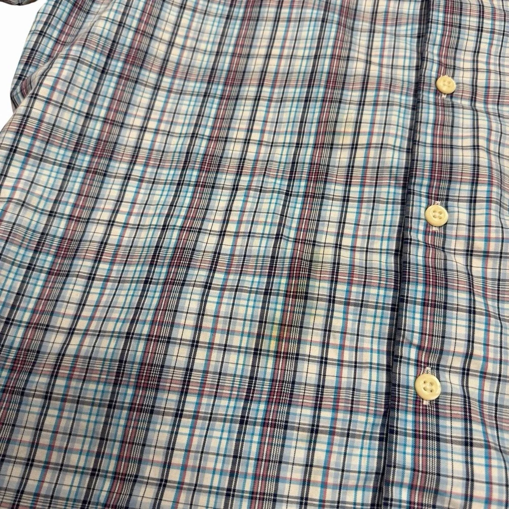 Peter Millar Shirt Mens Medium Red Black Blue Check Long Sleeve Button Cotton